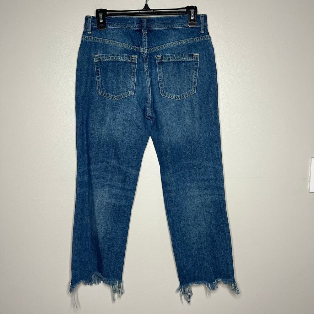 Free People We The Free Maggie Mid Rise Straight in Sequoia Blue Size 26 Raw Hem - Picture 8 of 12